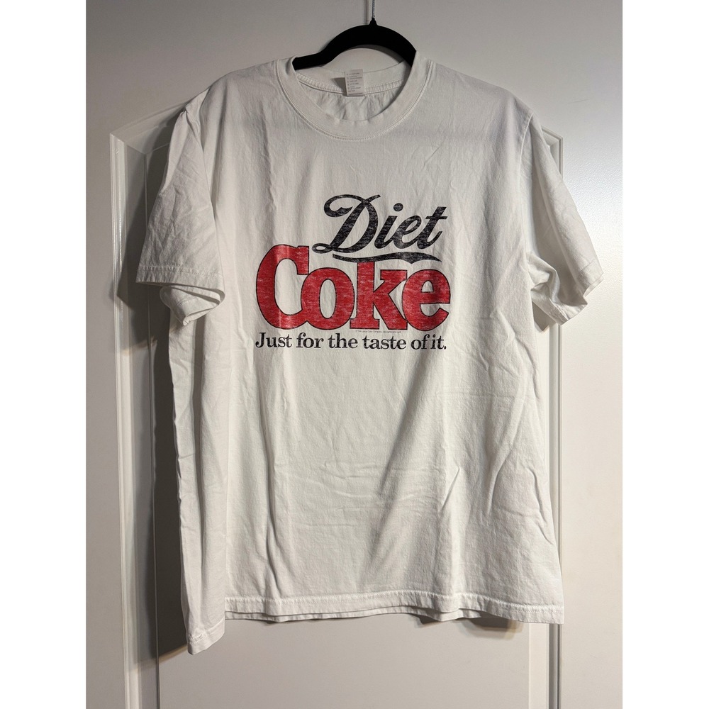 Diet Coke Graphic T-Shirt Large White Retro Logo Slogan Tee Soda Retro Y2K